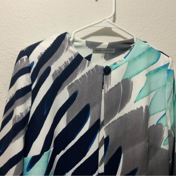 Danny and Nicole Sleeveless Dress Jacket Set 10 Blue Sheat Cardigan Color Wave - Picture 10 of 12